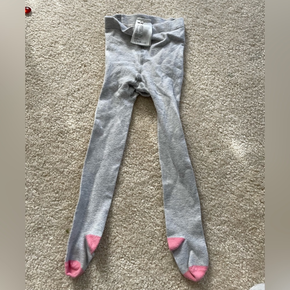 H&M Solid Gray Tights with pink accents